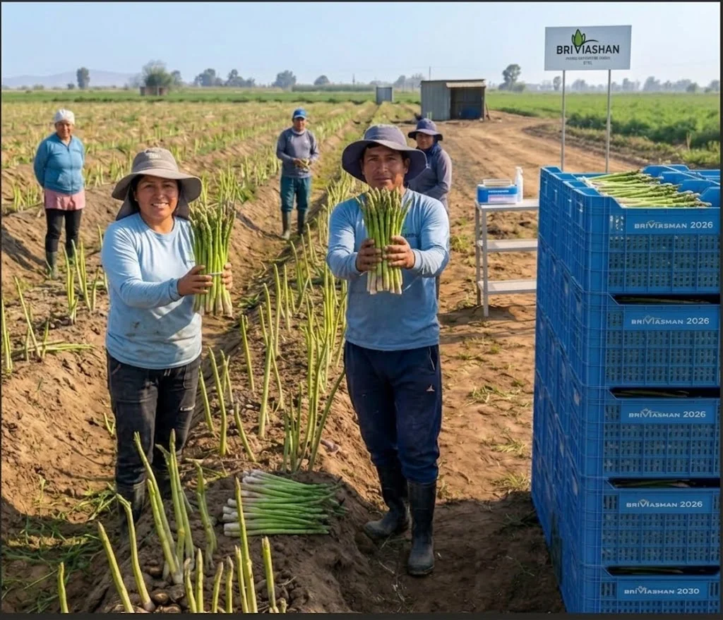 Campo de cultivo y cosecha de espárragos